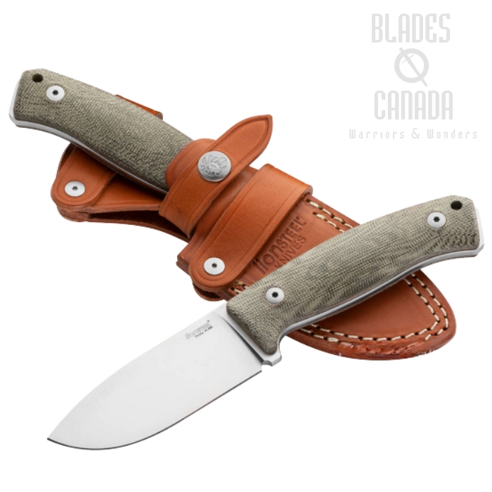 Lion Steel M2M CVG Hunter Fixed Blade Knife, M390 Satin, Micarta Green